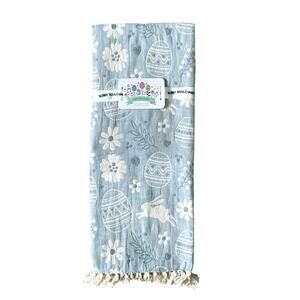 Easter Egg Bunny Rabbit Throw Blanket 50x60 Cotton Pastel Blue & White New